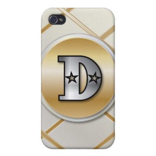 Monogrammed gold and silver effect letter D v3 iPhone 4/4S Cover