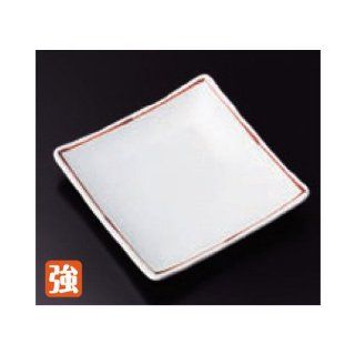 sushi plate kbu329 21 032 [4.73 x 4.73 x 0.71 inch] Japanese tabletop kitchen dish Serving plate red line conformal serving plate [12x12x1.8cm] strengthening Japanese restaurant inn restaurant business kbu329 21 032 Kitchen & Dining