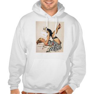 Puppy Lover Pin up Girl   Retro Pinup Art Hoodie