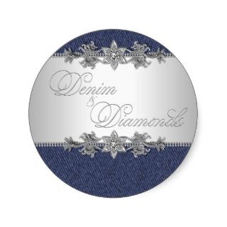 Elegant Denim and Diamonds Stickers