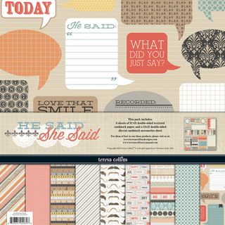 He Said Collection 6 Papers, 1 Die Cut Accessory Sheet Teresa Collins Other Scrapbooking Kits