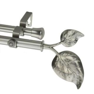 Rod Desyne 28 in.   48 in. Satin Nickel Double Telescoping Curtain Rod with Ivy Finial 4733 285