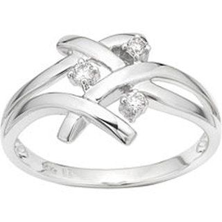 Miadora 10k Gold 1/10ct TDW Diamond Criss cross Ring (H I, I1 I2) Miadora Diamond Rings