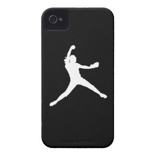 iPhone 4 Fastpitch Silhouette White on Black Case Mate iPhone 4 Cases