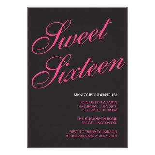 Formal Black Sweet 16 Invitations