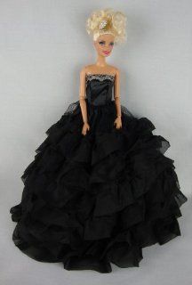 Beautiful Black Dress with Lots of Ruffles Made to Fit the Barbie Doll Toys & Games