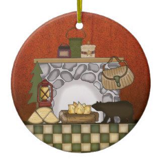 Rustic Lodge Country Cabin Christmas with Bear Christmas Tree Ornament