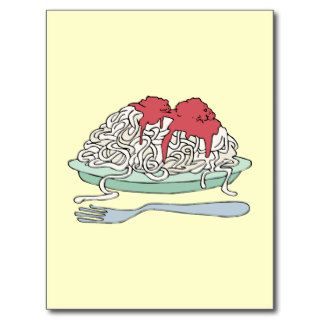 Spaghetti Pasta Junk Snack Food Cartoon Art Post Card
