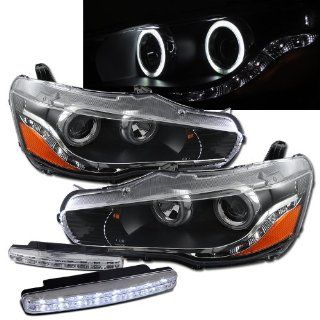 2008 2011 Mitsubishi Lancer Halo Headlights Projector + 8 Led Fog Bumper Light Automotive