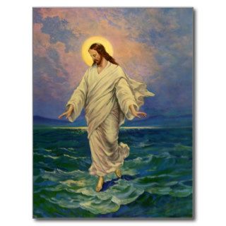 Vintage Religion, Jesus Walking on Water Portrait Post Cards