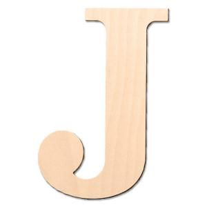 Design Craft MIllworks 8 in. Baltic Birch Classic Wood Letter (J) 47153