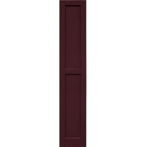 Winworks Wood Composite 12 in. x 66 in. Contemporary Flat Panel Shutters Pair #657 Polished Mahogany 61266657