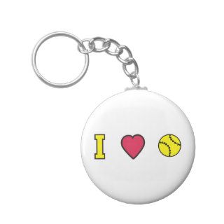 Softball I Heart Key Chain