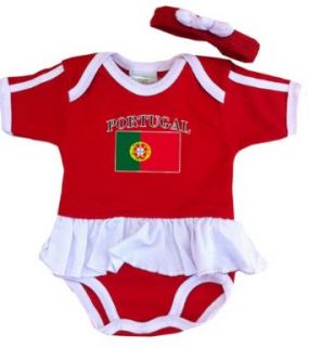 PAM Baby girls Portugal Soccer Ruffle Onesie Clothing