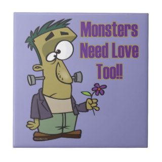 monsters need love too funny frankenstein ceramic tiles
