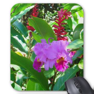 Tropical Purple Hawaiian Flower Mouse Pad
