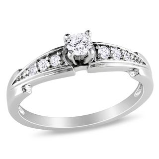 Miadora Sterling Silver 1/4ct TDW Diamond Promise style Ring (H I, I2 I3) Miadora Diamond Rings