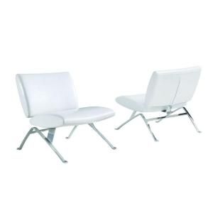 White Leather Look/Chrome Metal Modern Accent Chair I 8074