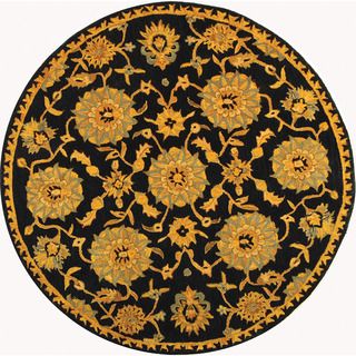 Handmade Medallions Navy Wool Rug (4' Round) Safavieh Round/Oval/Square