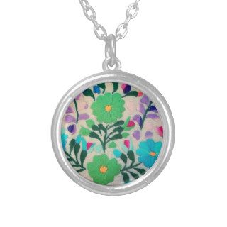 Colorful Flowers Pattern Personalized Necklace
