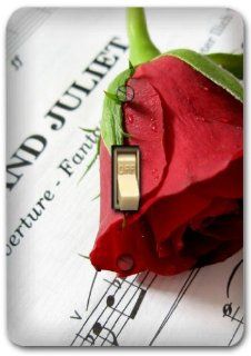 Red Rose Music Design Metal Light Switch Plate Cover Single Home Decor 346  