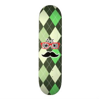 Funny Mustache; Green Argyle Skateboards