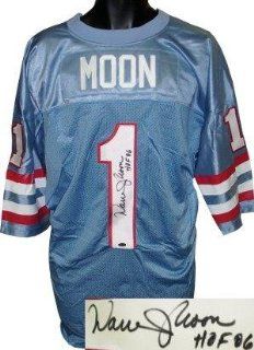 Autographed Warren Moon Jersey   Blue Prostyle HOF 06 Hologram   Autographed NFL Jerseys Sports Collectibles