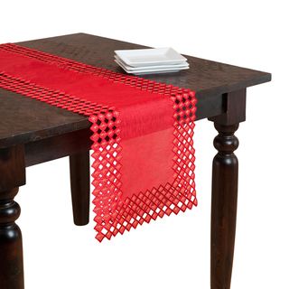 Red Embroidered Cutwork Table Runner Table Linens
