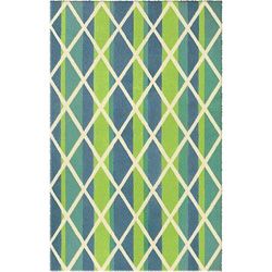 Green Diamond Striped Rug (5' x 8') 5x8   6x9 Rugs