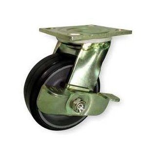 Industrial Grade 1NUV9 Swivel Caster, 5 In, 350 Lb, Soft Rubber Plate Casters
