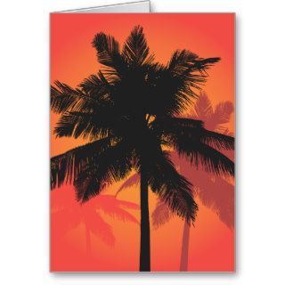 Palm Trees Sunset Silhouettes Greeting Cards