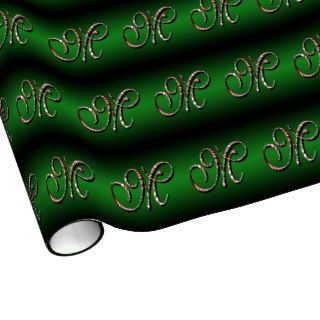 Merry Christmas Colors Green Red White Letter M Gift Wrap Paper
