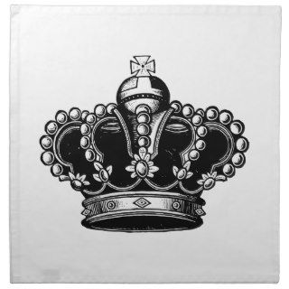 Retro Vintage Black & White Beautiful Royal Crown Printed Napkins