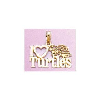 Gold Charm I "heart" Turtles With Turtle Jewelry
