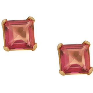 10k Yellow Gold Pink Topaz Stud Earrings Gemstone Earrings