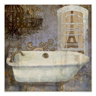 Vintage Clawfoot Bathtub, Paris,  Salle de Bain Posters