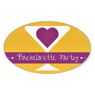 Yellow & Purple Martini Glass Bachelorette Oval Sticker