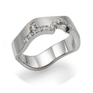 18k White Gold Half Of Female Insignia Diamond Combination Ring Set, Size 9 Jewelry