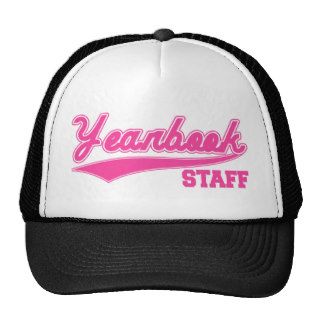 Yearbook Staff (Baseball Script Pink) Mesh Hats