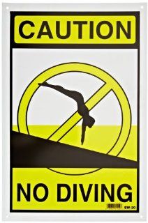 National Stock Sign SW 20 No Diving Caution Sign, 12 by 18 Inch  Swimming Pool Signage  Patio, Lawn & Garden