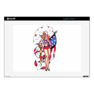 Patriotic Sailor Girl Tattoo Art Skin For 15" Laptop