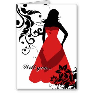 will you be my bridesmaid?  flowered silhouette  greeting card