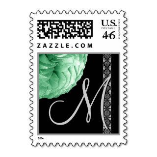 AQUA SILVER BLACK Rose & Lace Monogram tamp Stamps