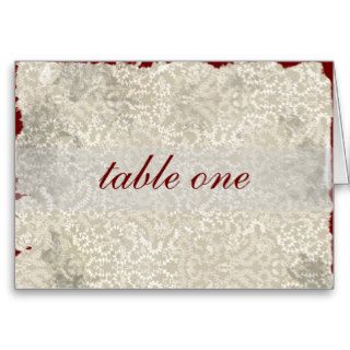 Damask Wedding Reception Table Cards, Red