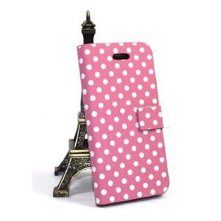 Pink Fashion Polka Dots FOLIO Wallet LEATHER CASE Cases COVER for IPHONE 5 5G 5th 2012 NEWEST DESING FASHION FOR IPHONE 5 Cell Phones & Accessories
