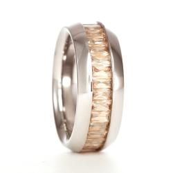 Men's Titanium Orange Cubic Zirconia Ring Men's Rings