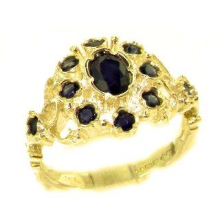 Unusual Solid Yellow 9K Gold Natural Sapphire Ring with English Hallmarks   Finger Sizes 5 to 12 Available Engagement Rings Jewelry