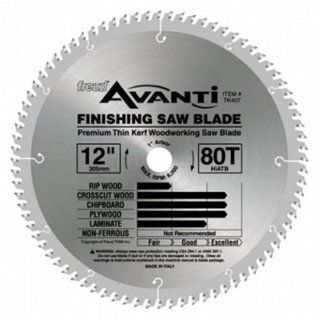 Freud Avanti TK407 12" Finishing Saw Blade Premimum Thin Kerf Woodworking Saw Blade 80T with 1" arbor   Miter Saw Blades  