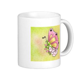 Cute butterfly and flowers coffee mugs