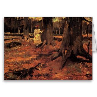 Van Gogh; Girl in White in the Woods, Vintage Art Cards